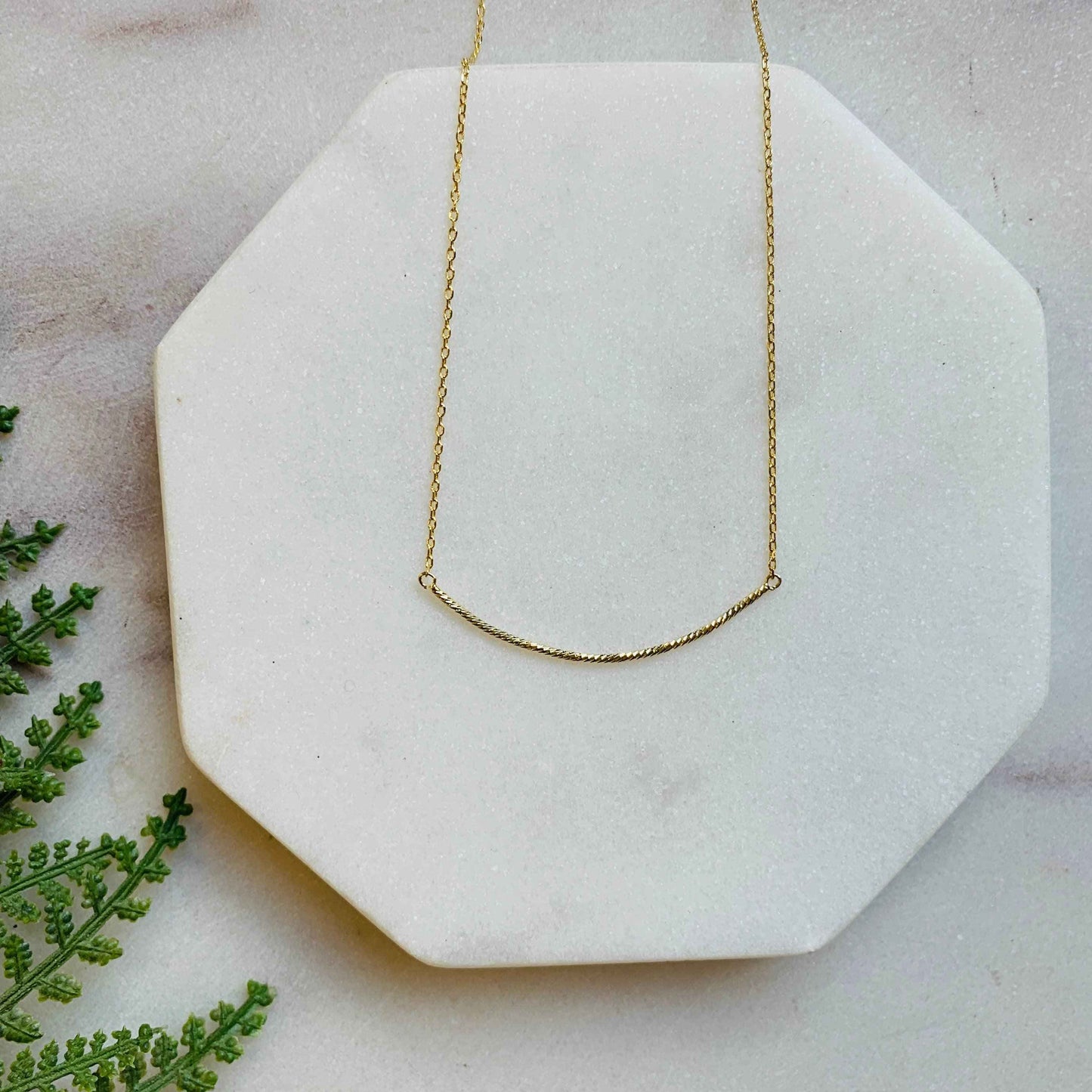 Delicate Gold Curved Bar Necklace