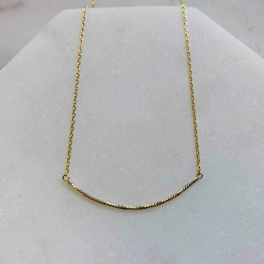 Delicate Gold Curved Bar Necklace