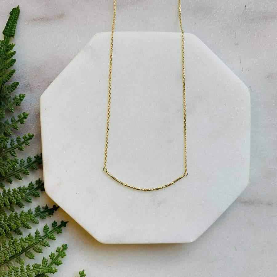 Delicate Gold Curved Bar Necklace