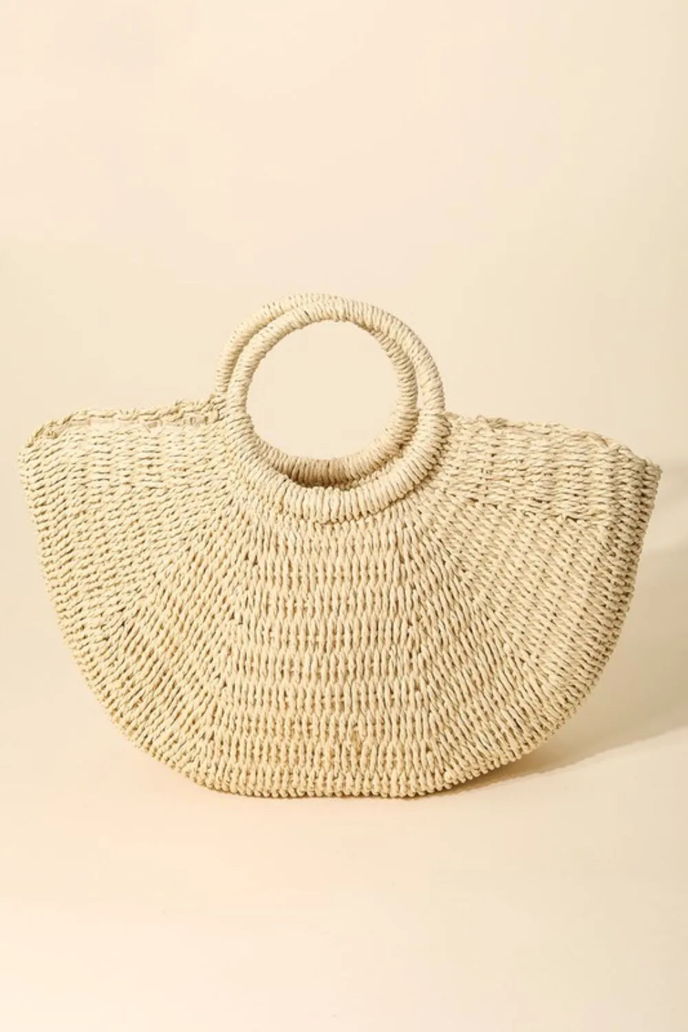 Beach Babe Half Moon Straw Tote Bag - Sorelle Gifts