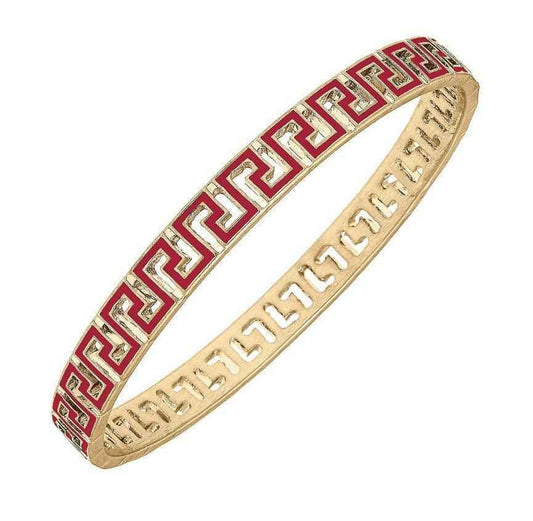 Game Day Greek Keys Enamel Bangle Bracelet (multiple colors)
