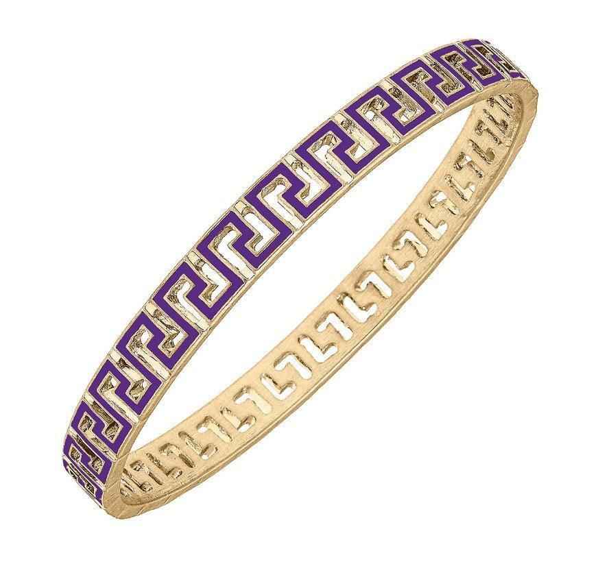 Game Day Greek Keys Enamel Bangle Bracelet (multiple colors)