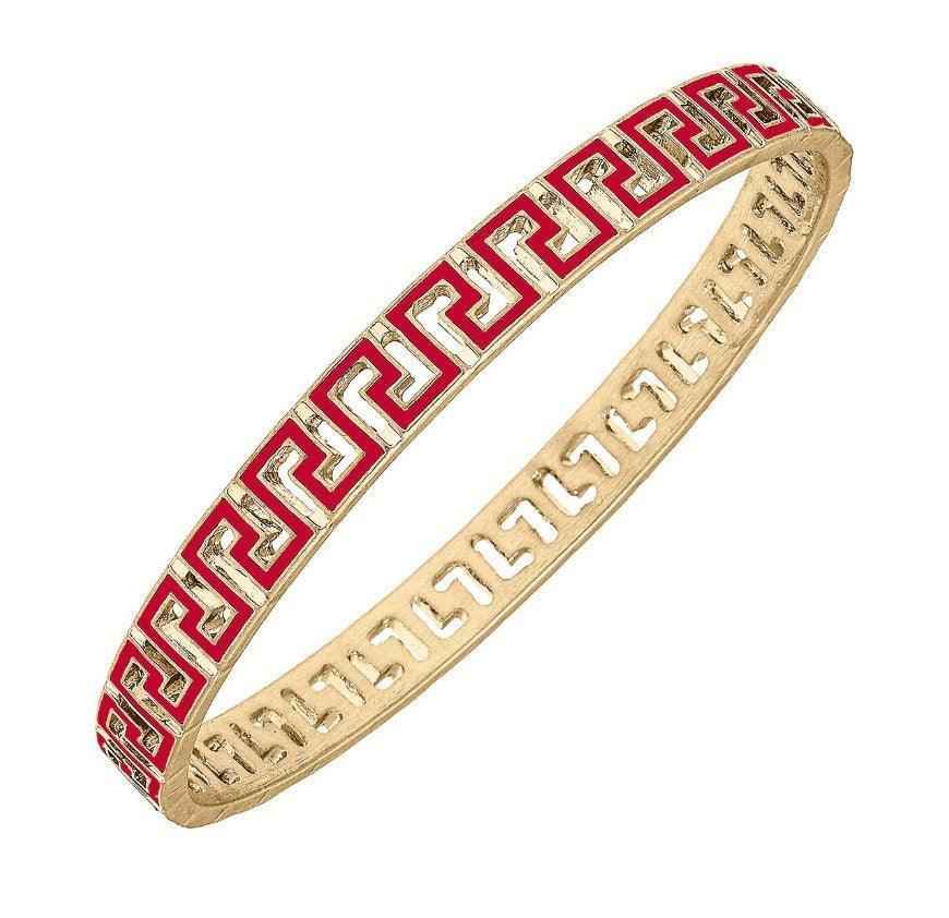 Game Day Greek Keys Enamel Bangle Bracelet (multiple colors)