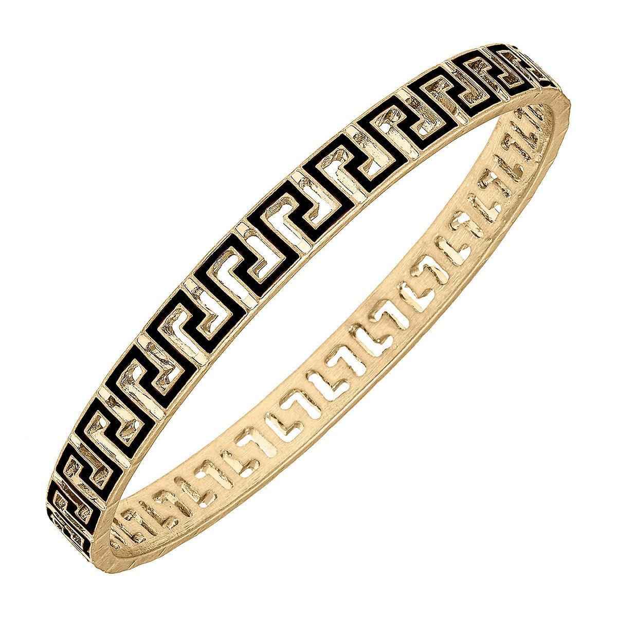 Game Day Greek Keys Enamel Bangle Bracelet (multiple colors)