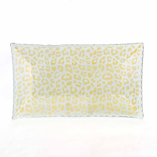 Glass Leopard Print Rectangle Serving Tray - Sorelle Gifts