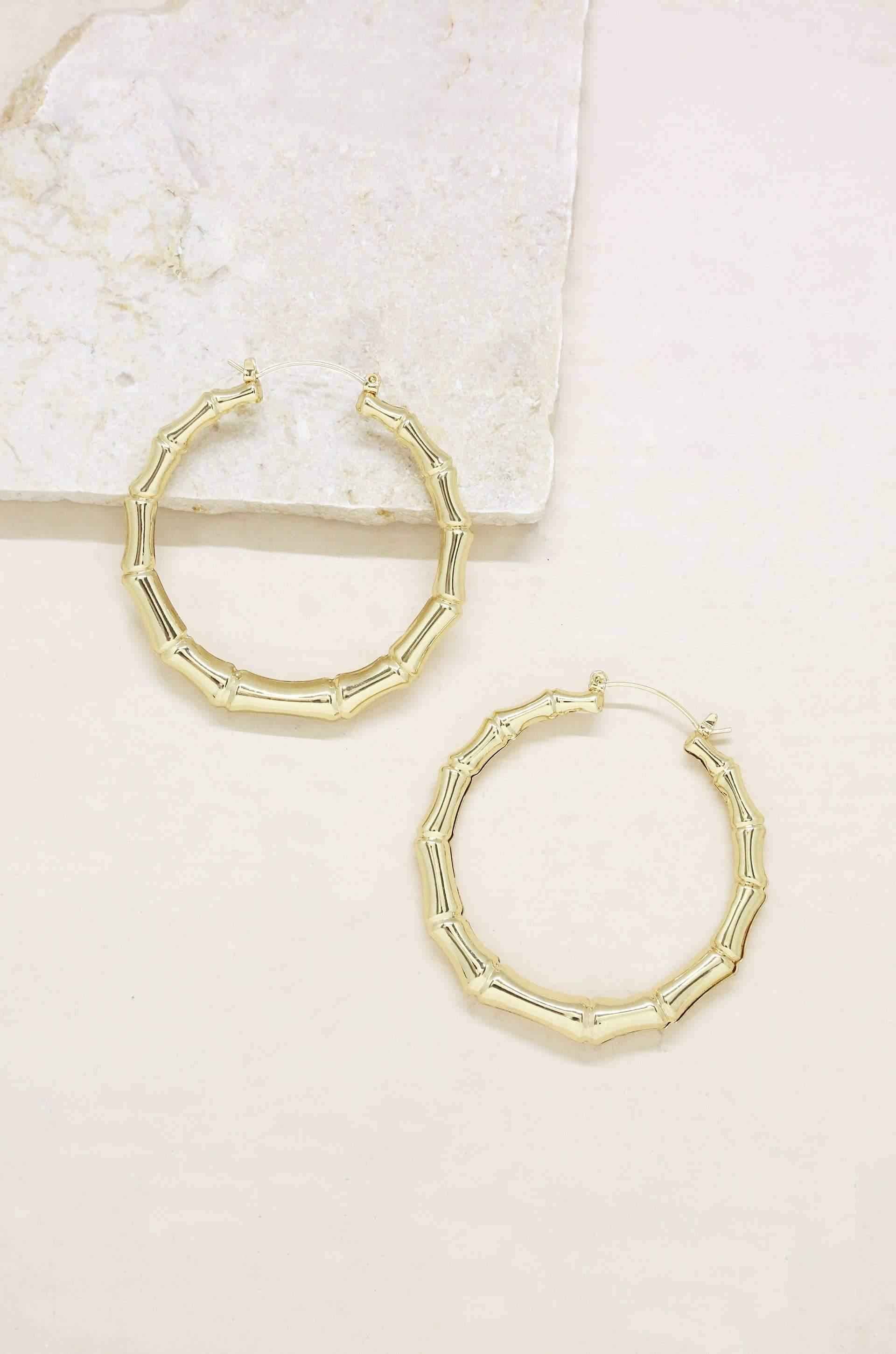 Gold Bamboo Hoop Earrings