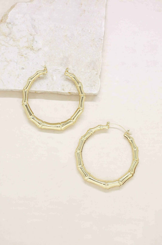 Gold Bamboo Hoop Earrings