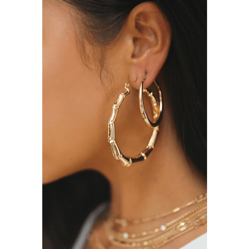 Gold Bamboo Hoop Earrings
