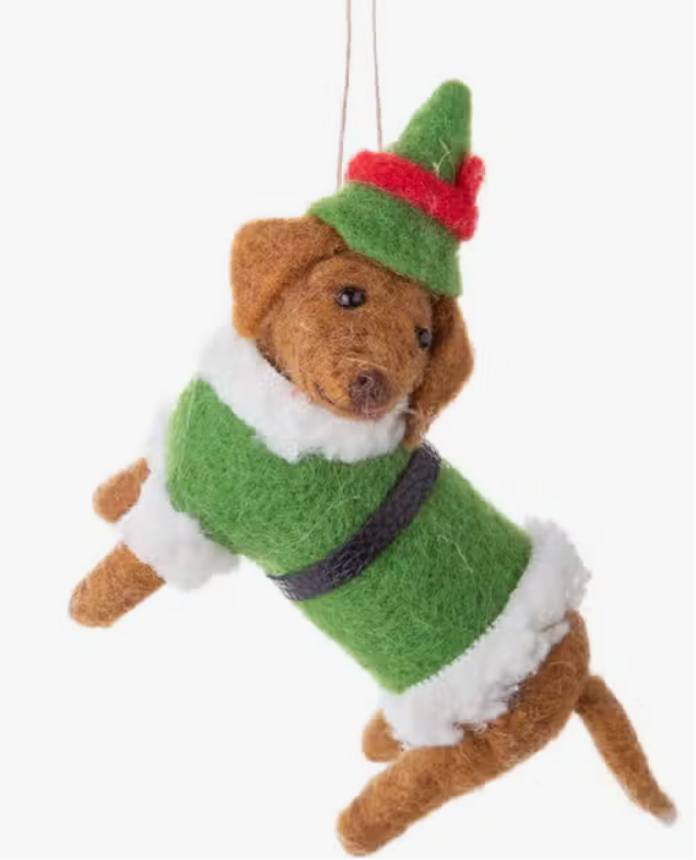Dachshund through the snow ornaments