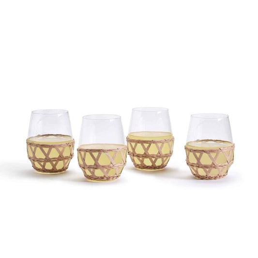 Hand-Woven Wine Glasses - Lattice Stemless - Set of 2