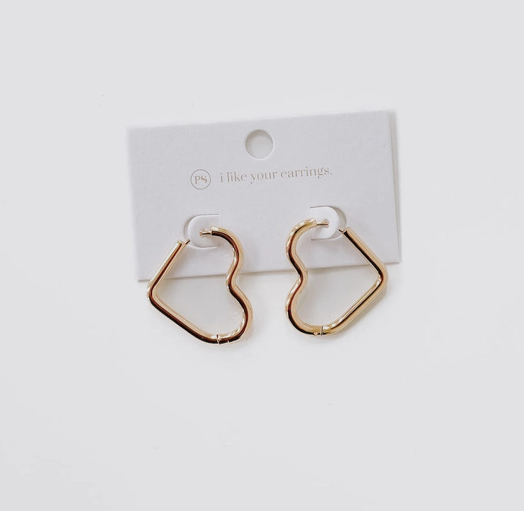 Gold Open Heart Hoop Earrings - Sorelle Gifts