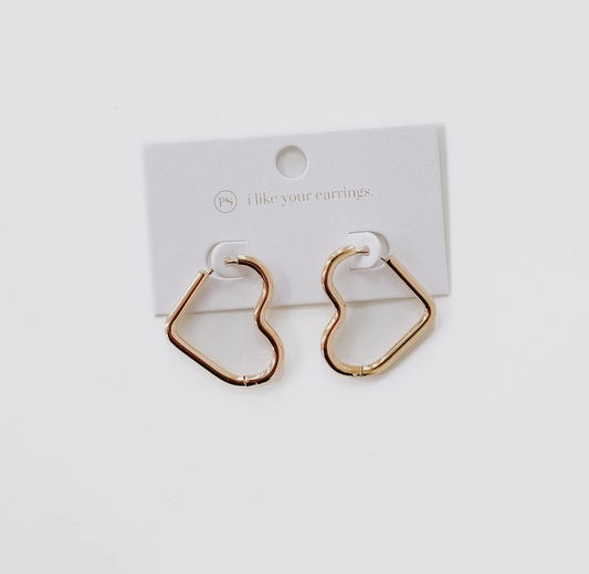 Gold Open Heart Hoop Earrings - Sorelle Gifts