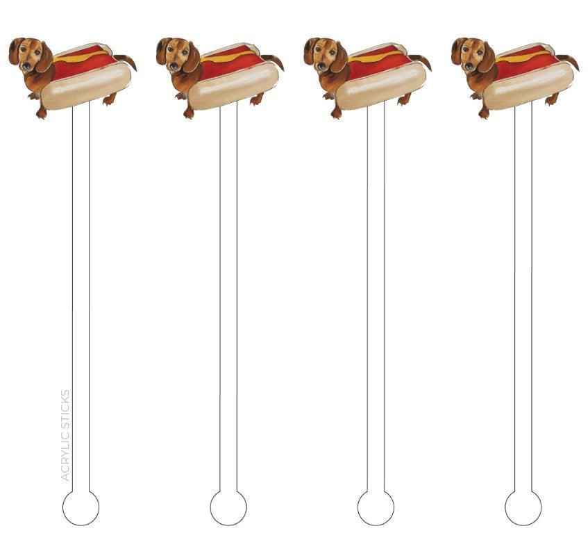 Hot Dog! Wiener Dog Reusable Acrylic Stir Sticks