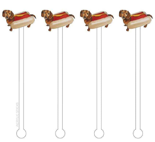 Hot Dog! Wiener Dog Reusable Acrylic Stir Sticks