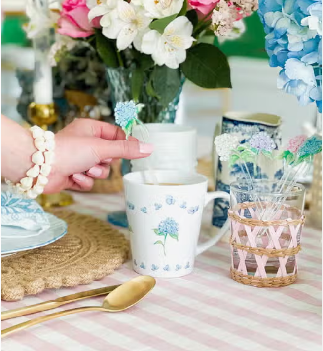 Blue Hydrangea Watercolor Latte Coffee Mug - Elegant Floral Design for Your Morning Coffee