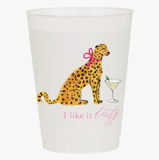 I Like It Dirty Cheetah Martini Frosted Reusable Cups - Sorelle Gifts