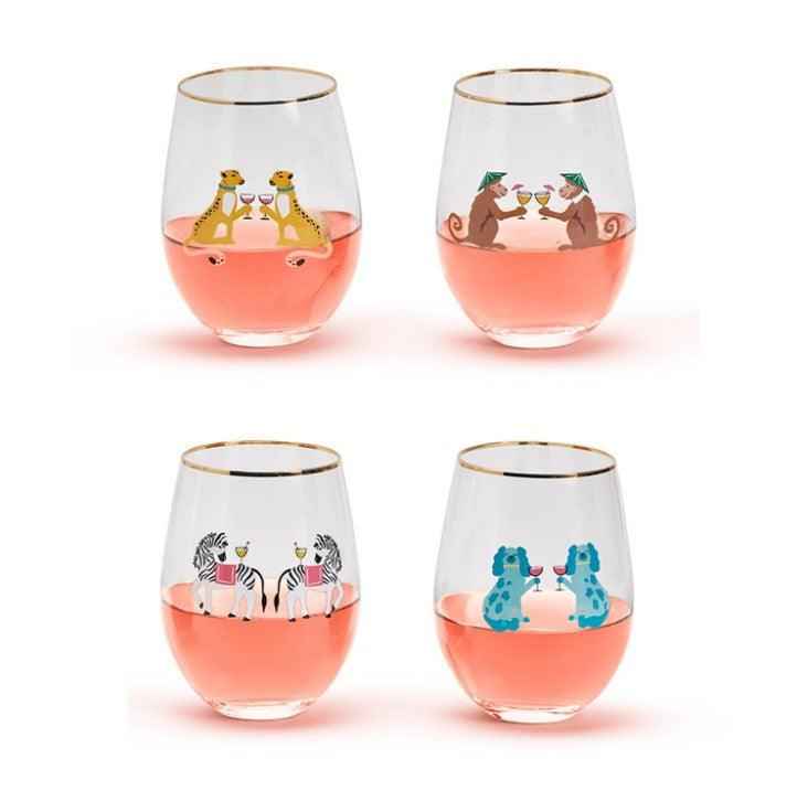 In Good Company Party Animal Stemless Wine Glass