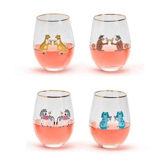 In Good Company Party Animal Stemless Wine Glass