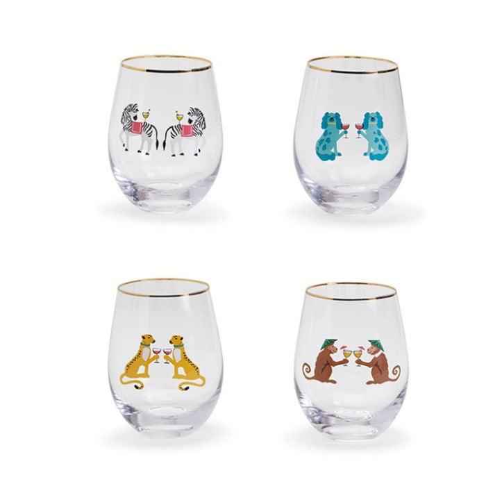 In Good Company Party Animal Stemless Wine Glass