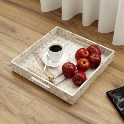 Mother of Pearl Inlay Rectangle Serving Trays - Set of Two - Sorelle Gifts