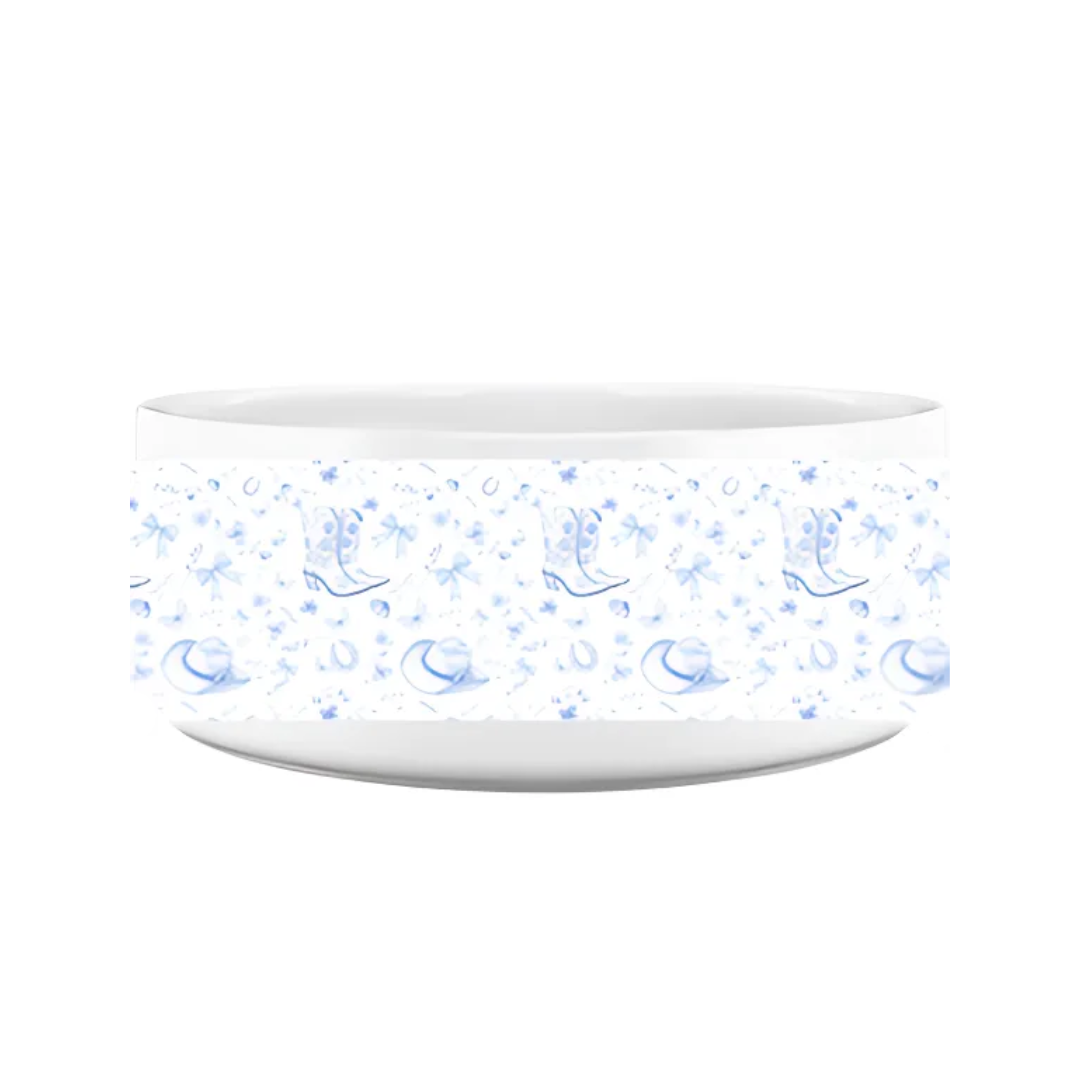 Tailored for Tails: Chinoiserie Cowgirl Pet Bowls - Sorelle Gifts