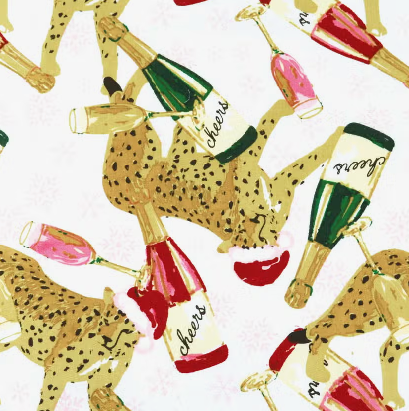 Champagne Cheers Leopard Flannel PJ Pants Set