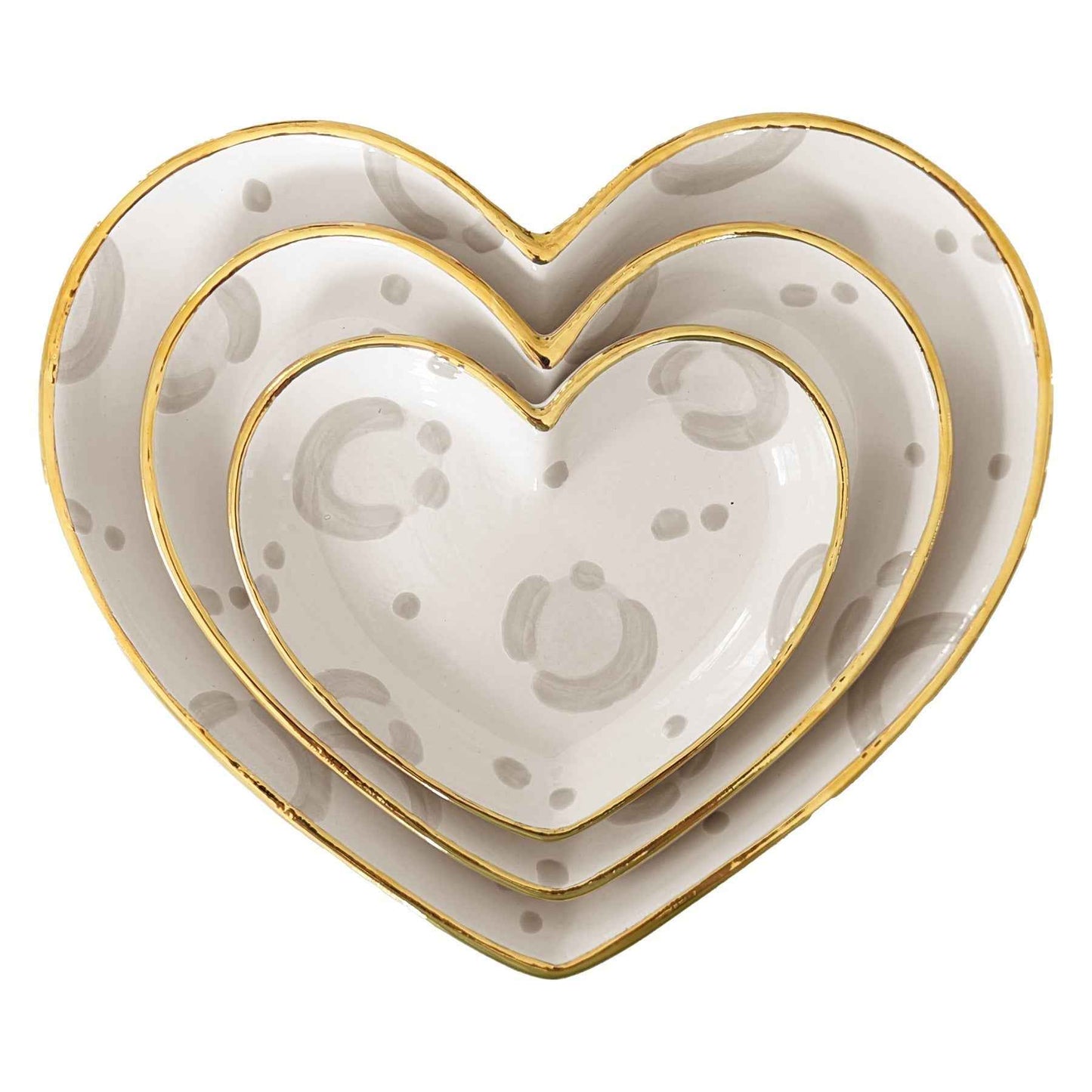 Leopard Print Heart Dishes with 22k Gold Trim