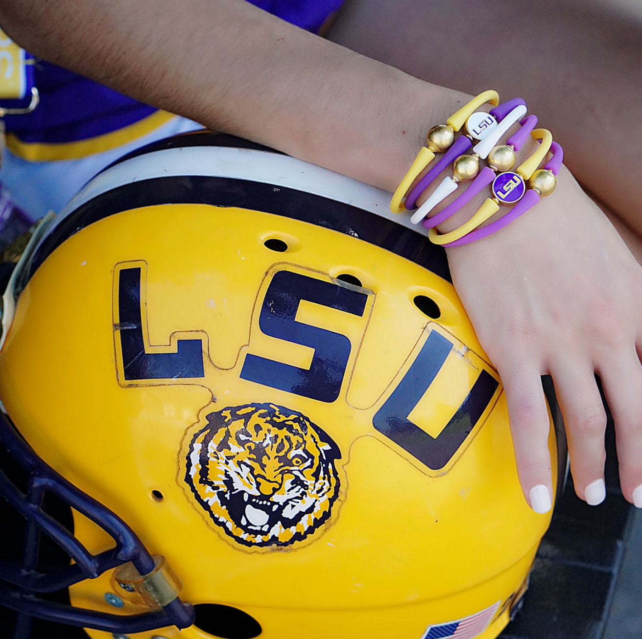LSU Tigers Enamel Silicone Bali Bracelet - Purple