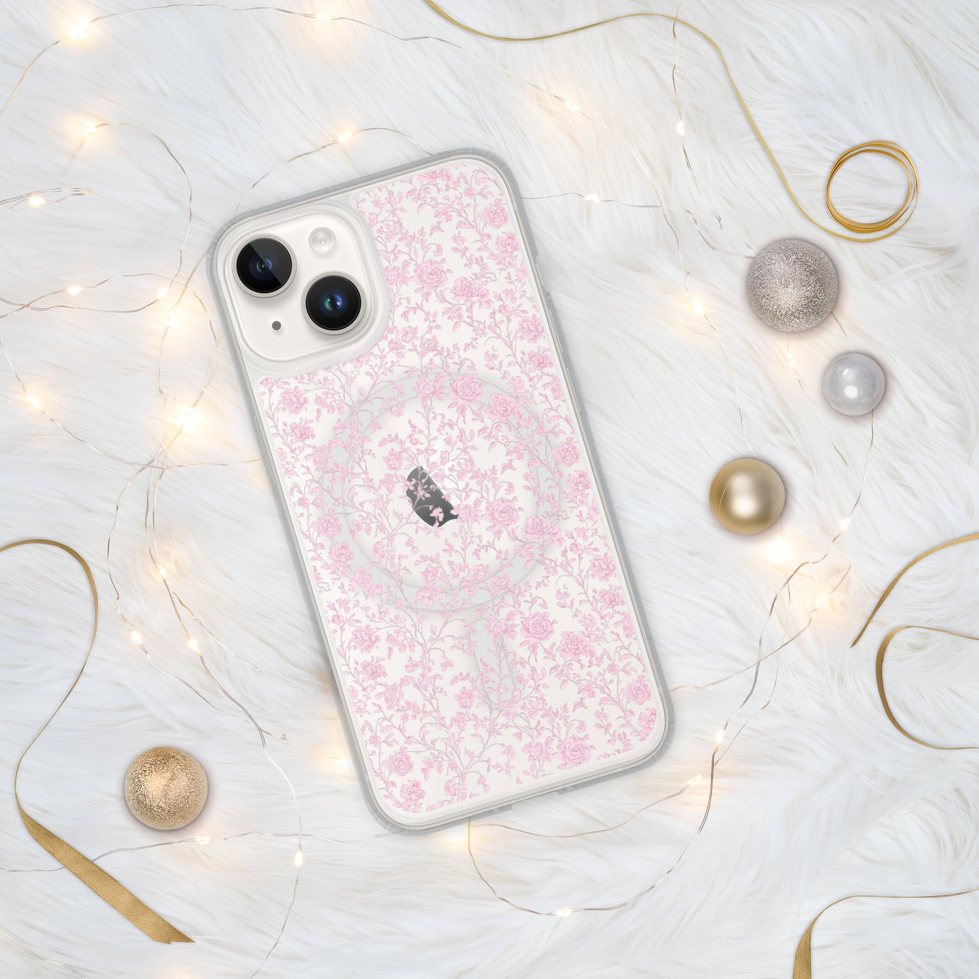 Heirloom Collection Pink Toile MagSafe® Clear Case for iPhone® - Sorelle Gifts