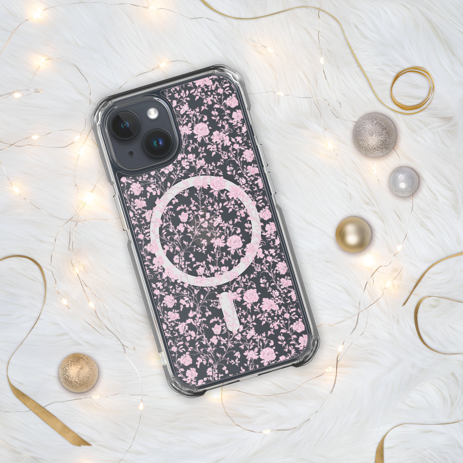 Heirloom Collection Pink Toile MagSafe® Clear Case for iPhone® - Sorelle Gifts