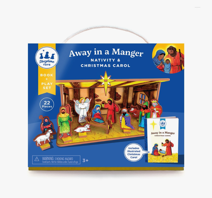 Away in A Manger Children's Nativity Book and Playset