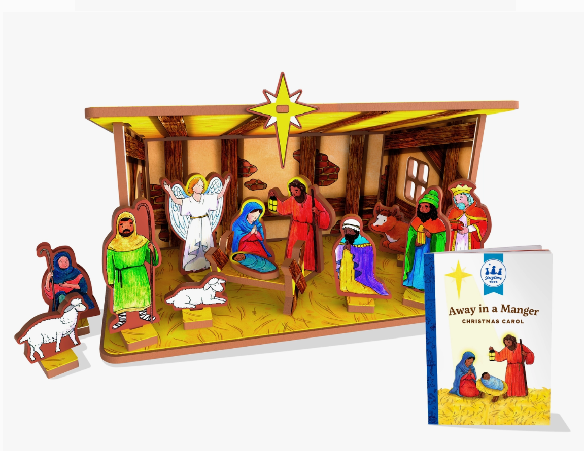 Away in A Manger Children's Nativity Book and Playset