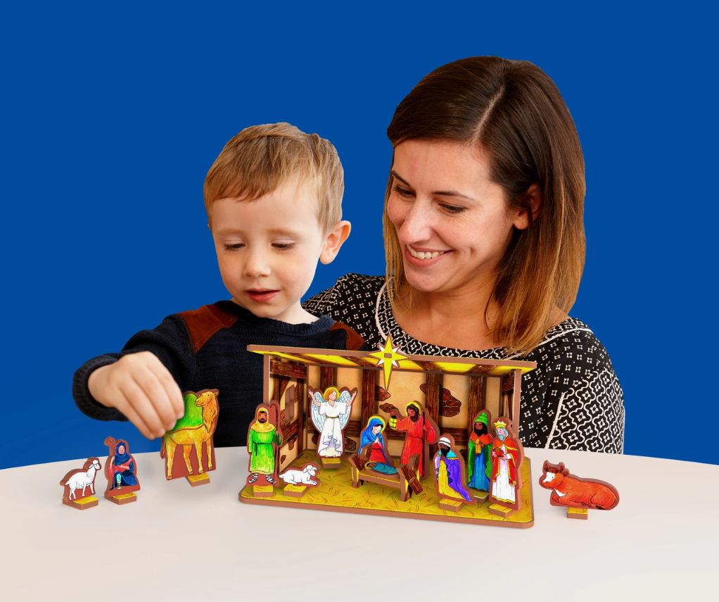 Away in A Manger Children's Nativity Book and Playset