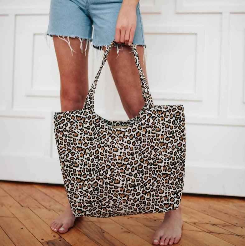 Mila Leopard Canvas Beach Tote