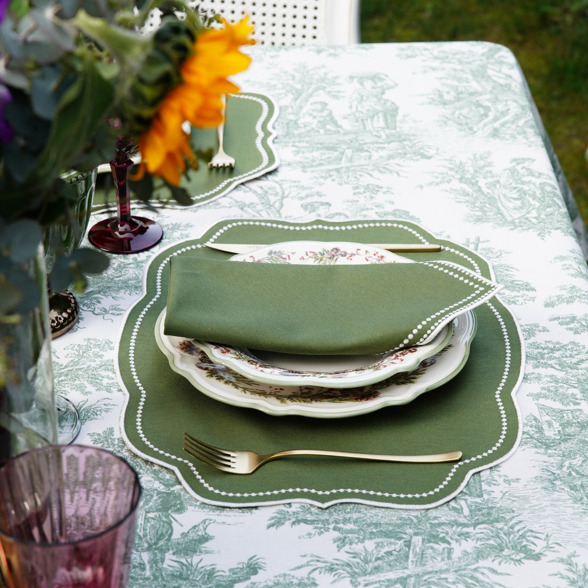 Mireli Green Rectangle Placemat & Napkin Sets