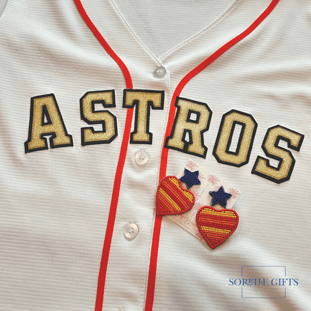 My Heart Beaded Houston Astros Earrings for Fans and Fashion Lovers