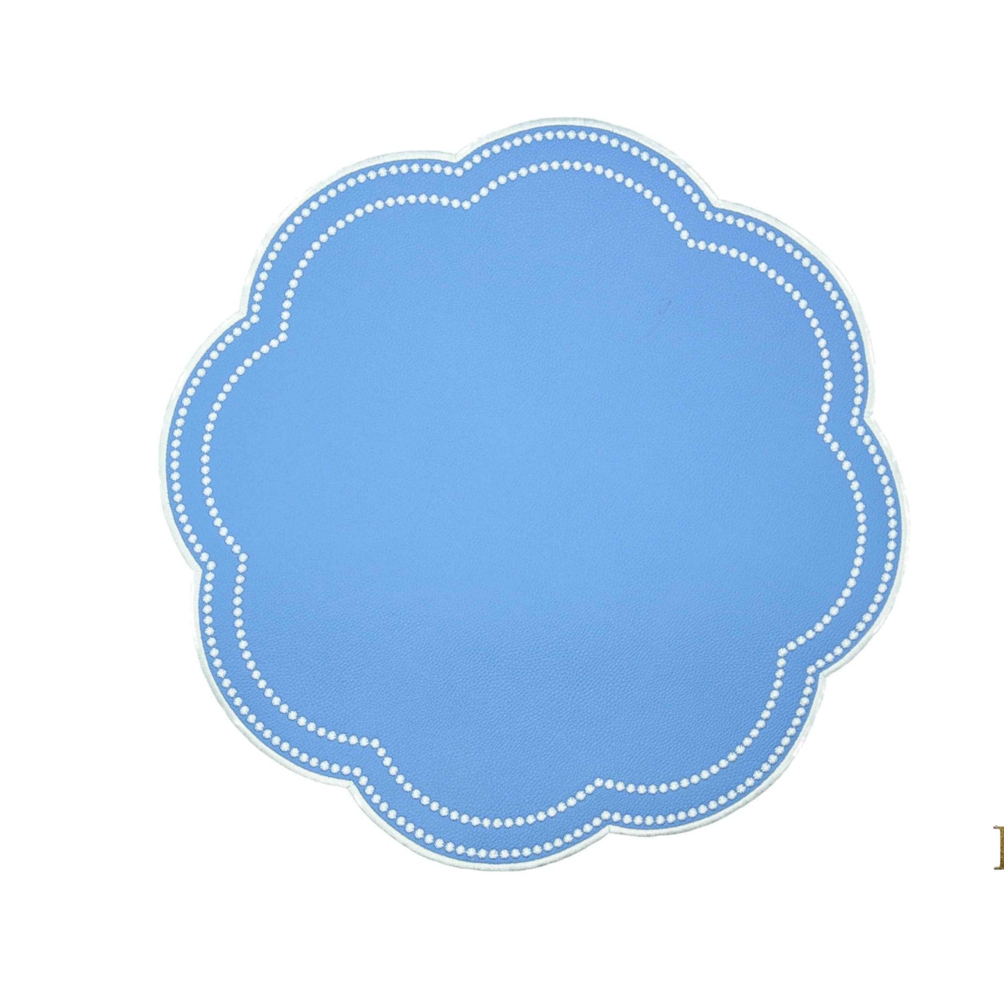 NURTURE LIGHT BLUE SCALLOPED FAUX LEATHER PLACEMAT