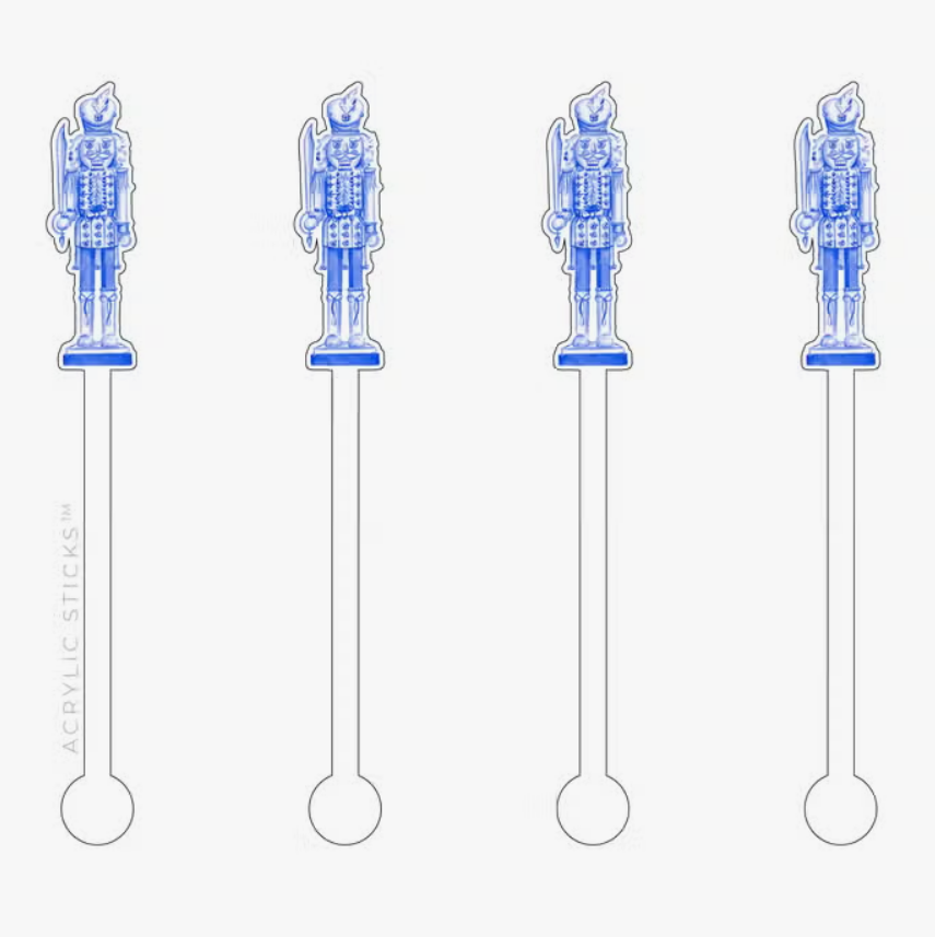 Grandmillennial Nutcracker Watercolor Acrylic Stir Sticks
