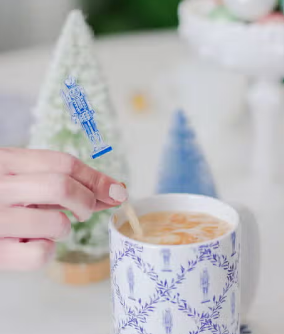 Grandmillennial Nutcracker Watercolor Acrylic Stir Sticks - Sorelle Gifts