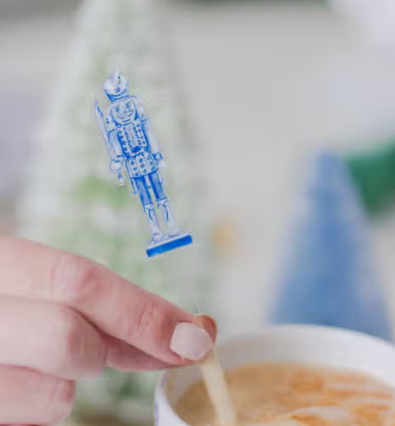 Grandmillennial Nutcracker Watercolor Acrylic Stir Sticks - Sorelle Gifts