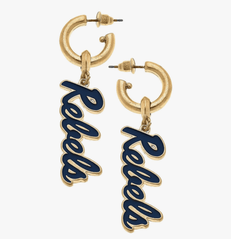 Ole Miss Rebels Drop Hoop Earrings - Sorelle Gifts
