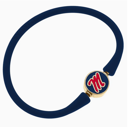 Ole Miss Rebels Enamel Silicone Bali Bracelet - Navy - Sorelle Gifts