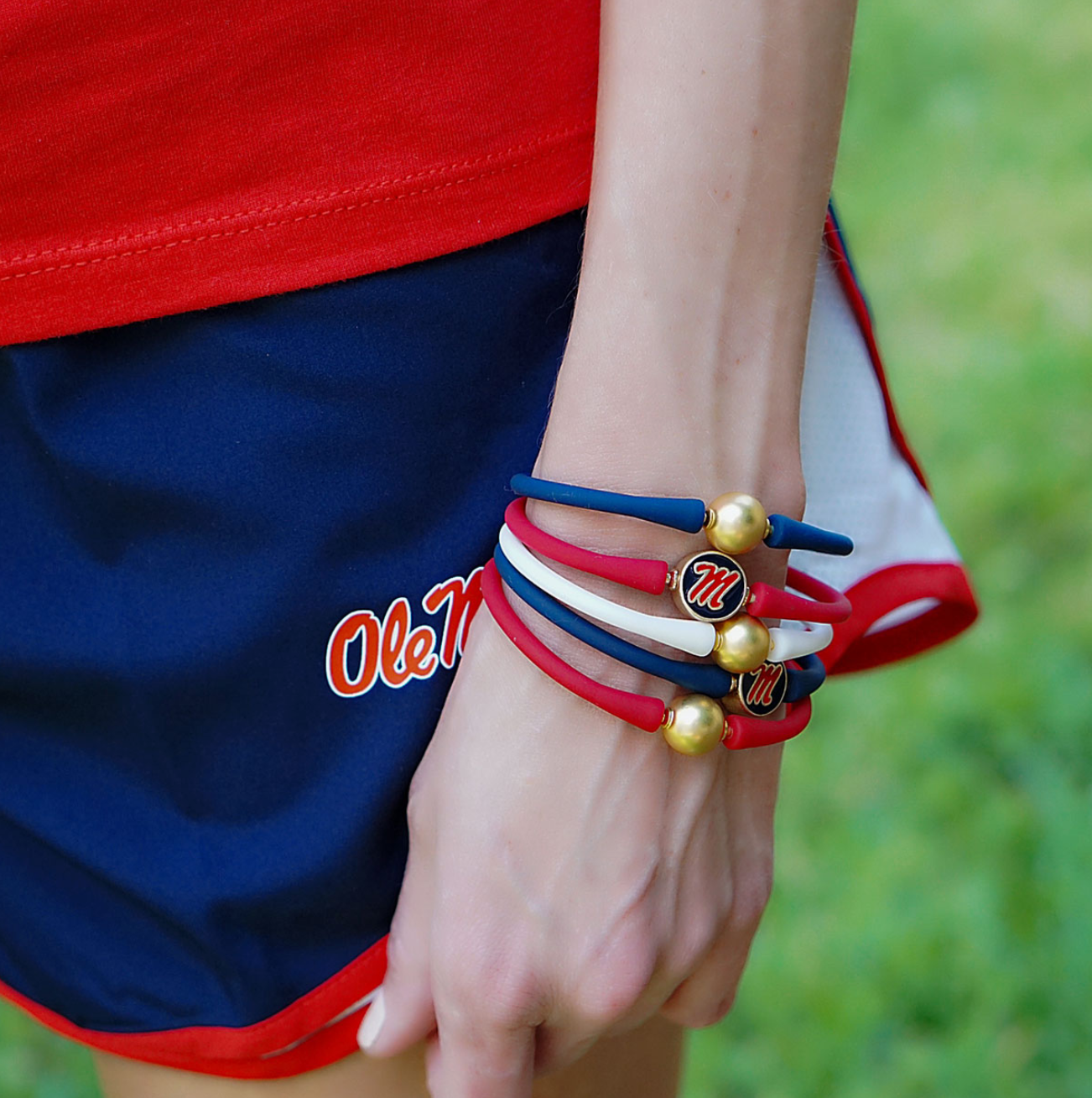 Ole Miss Rebels Enamel Silicone Bali Bracelet - Navy