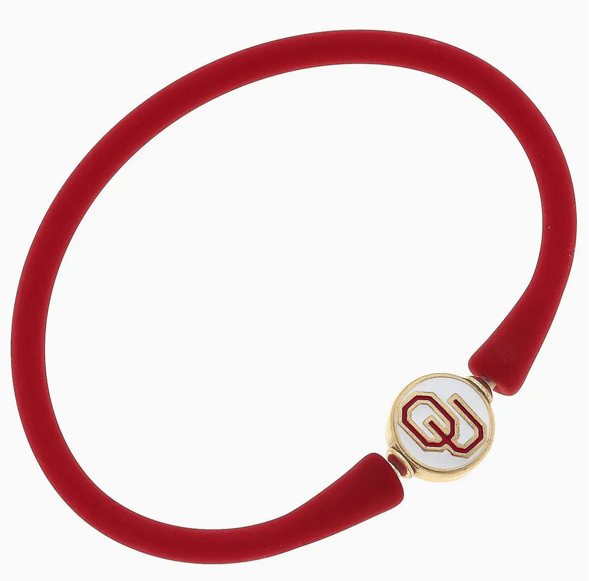 Oklahoma Bali Silicone Bracelet in Crimson & White