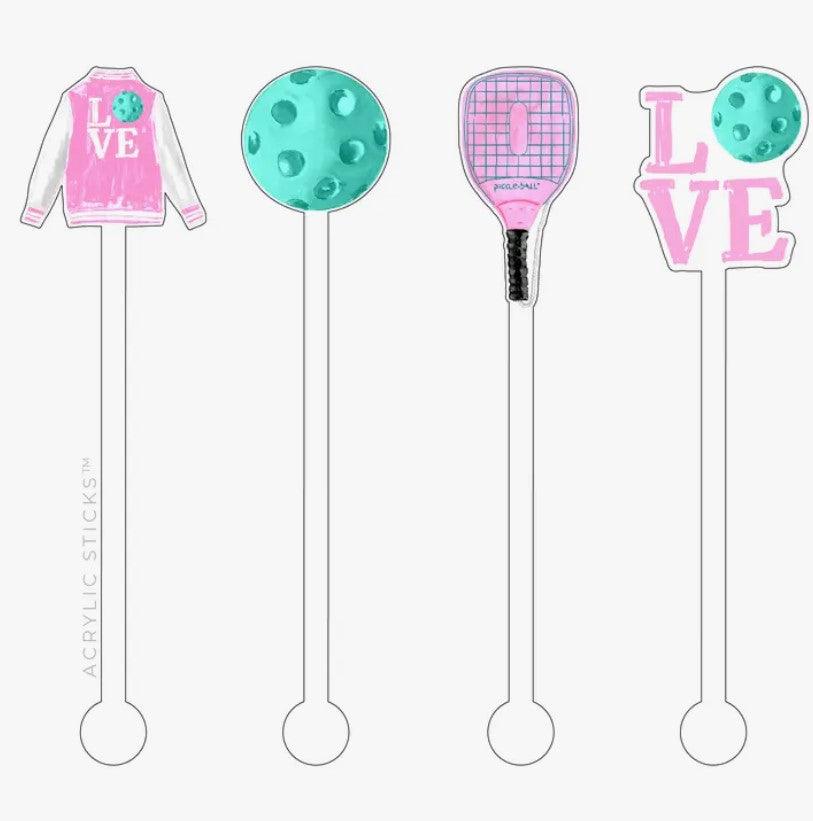 Pickleball Reusable Acrylic Stir Sticks - Sorelle Gifts