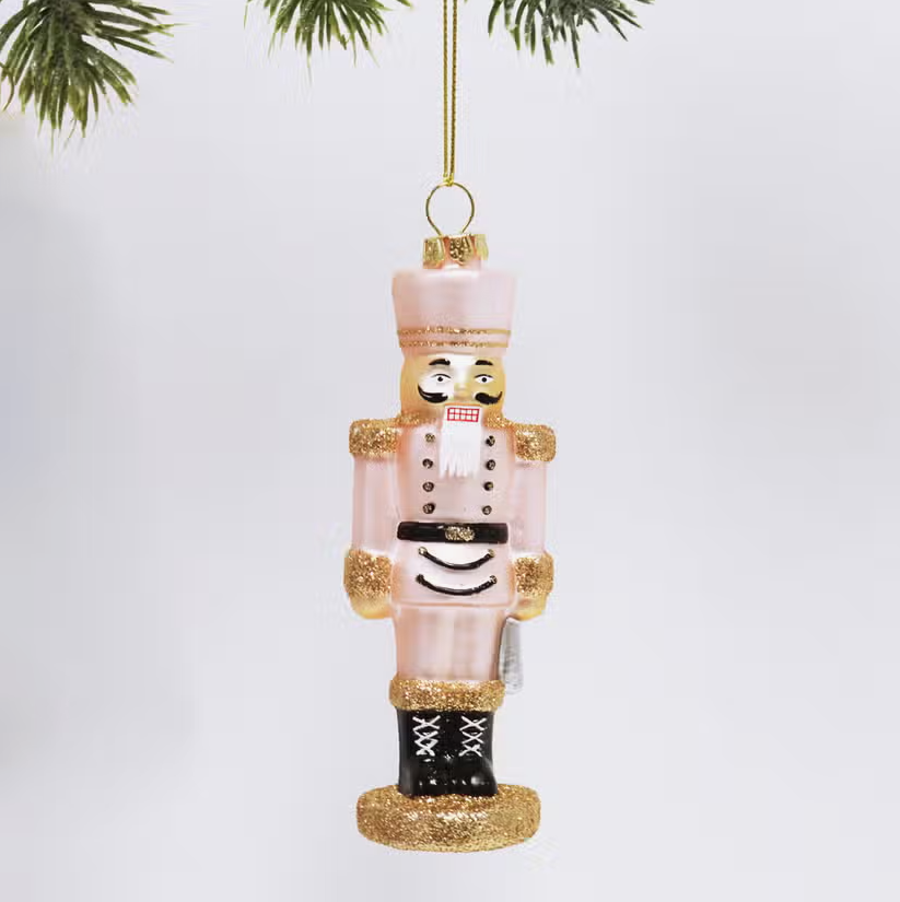 Pink Nutcracker Glass Ornament - Sorelle Gifts