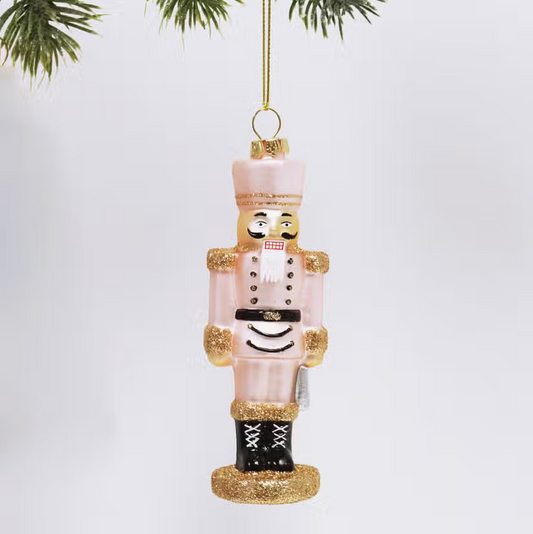 Pink Nutcracker Glass Ornament - Sorelle Gifts