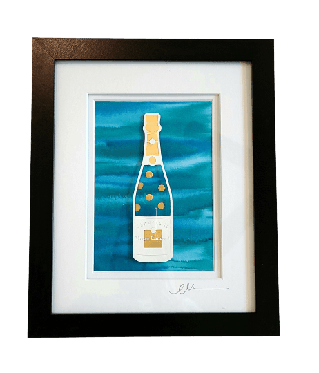 Pop the Bubbly Custom Framed 8" x 10" Champagne Art