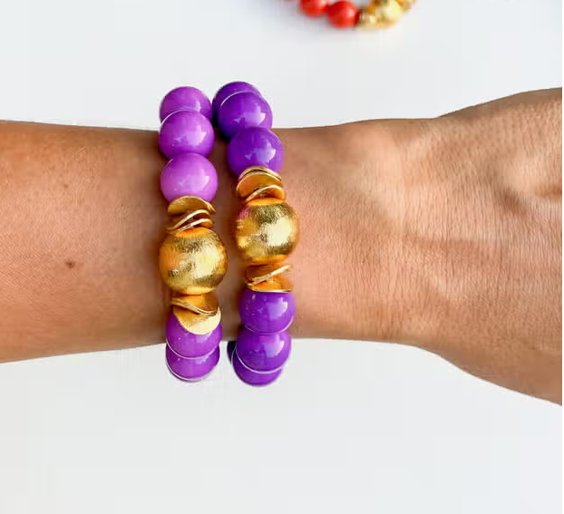 Candace Beaded Bracelet - Purple - Sorelle Gifts