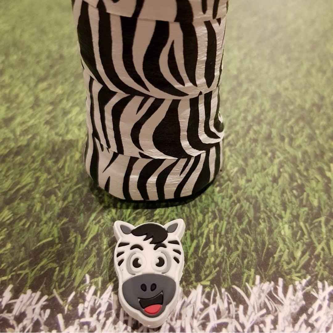 Racket Pets Tennis Overgrip Tape and Matching Shock Absorbing Dampener - Zebra